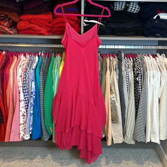 Vintage Fanny USA pink spaghetti strap handkerchief dress size L - Picture 3 of 3